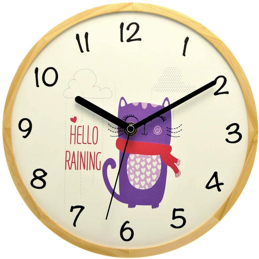Holzwerk Wanduhr Katze Cat Tiere Lila Kätzchen Holz Kinder Uhr - Holzwerk