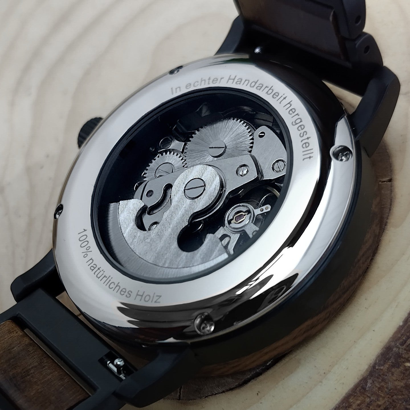 Holzwerk men's mechanical automatic wooden watch black brown