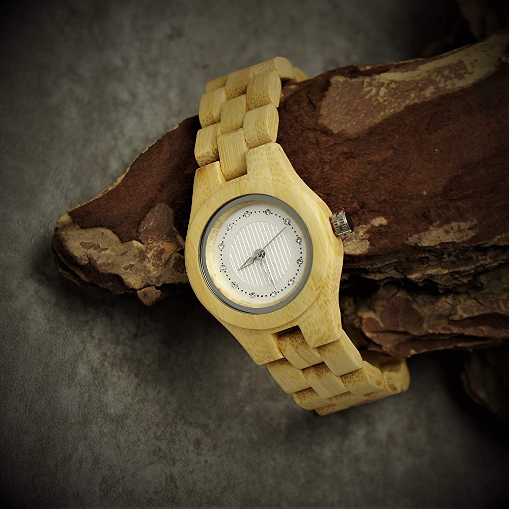 Holzwerk Damen Holzuhr kleine Holz Designer Armbanduhr Beige Weiß - Holzwerk