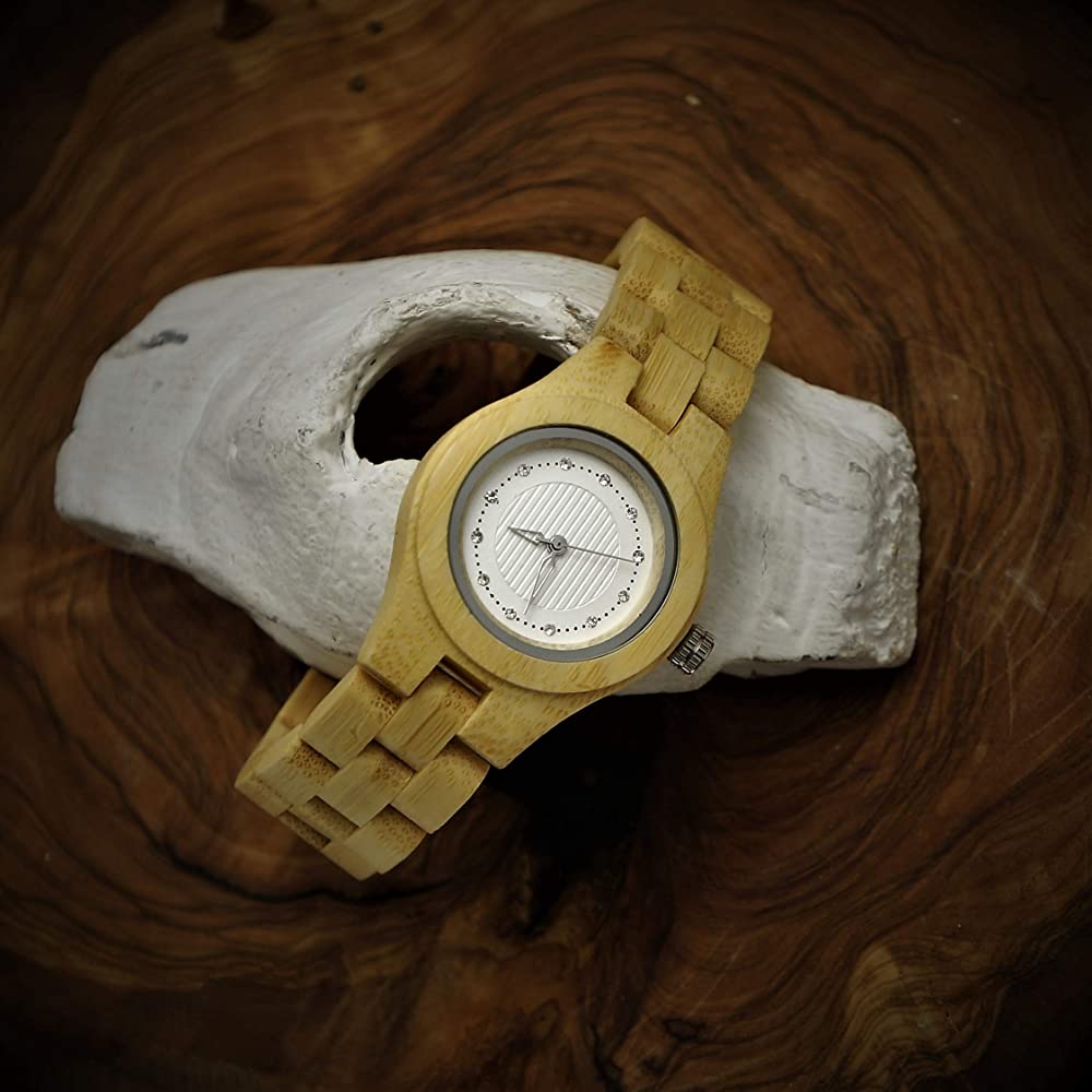 Holzwerk Damen Holzuhr kleine Holz Designer Armbanduhr Beige Weiß - Holzwerk