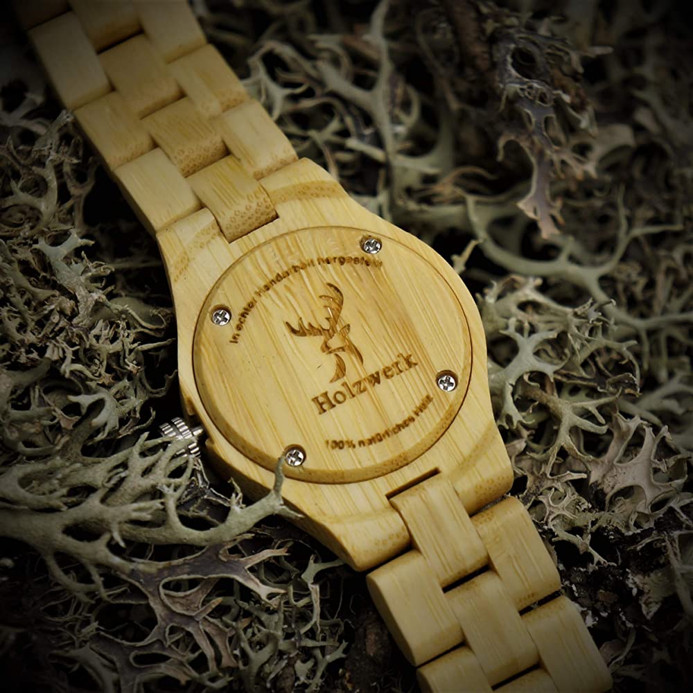 Holzwerk Damen Holzuhr kleine Holz Designer Armbanduhr Beige Weiß - Holzwerk