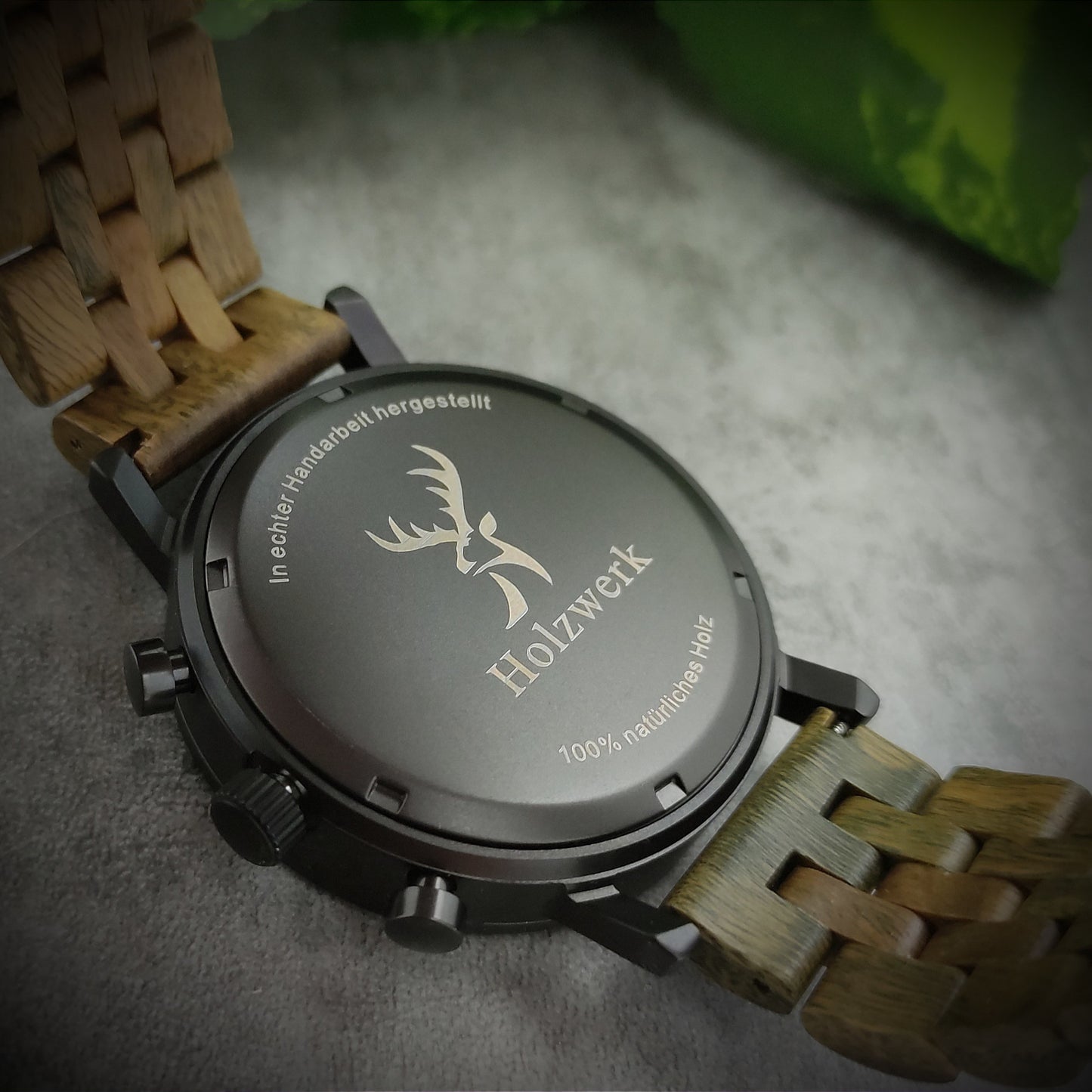 Holzwerk Herren Holzuhr Chronograph Datum Braun Grün Schwarz - Holzwerk 