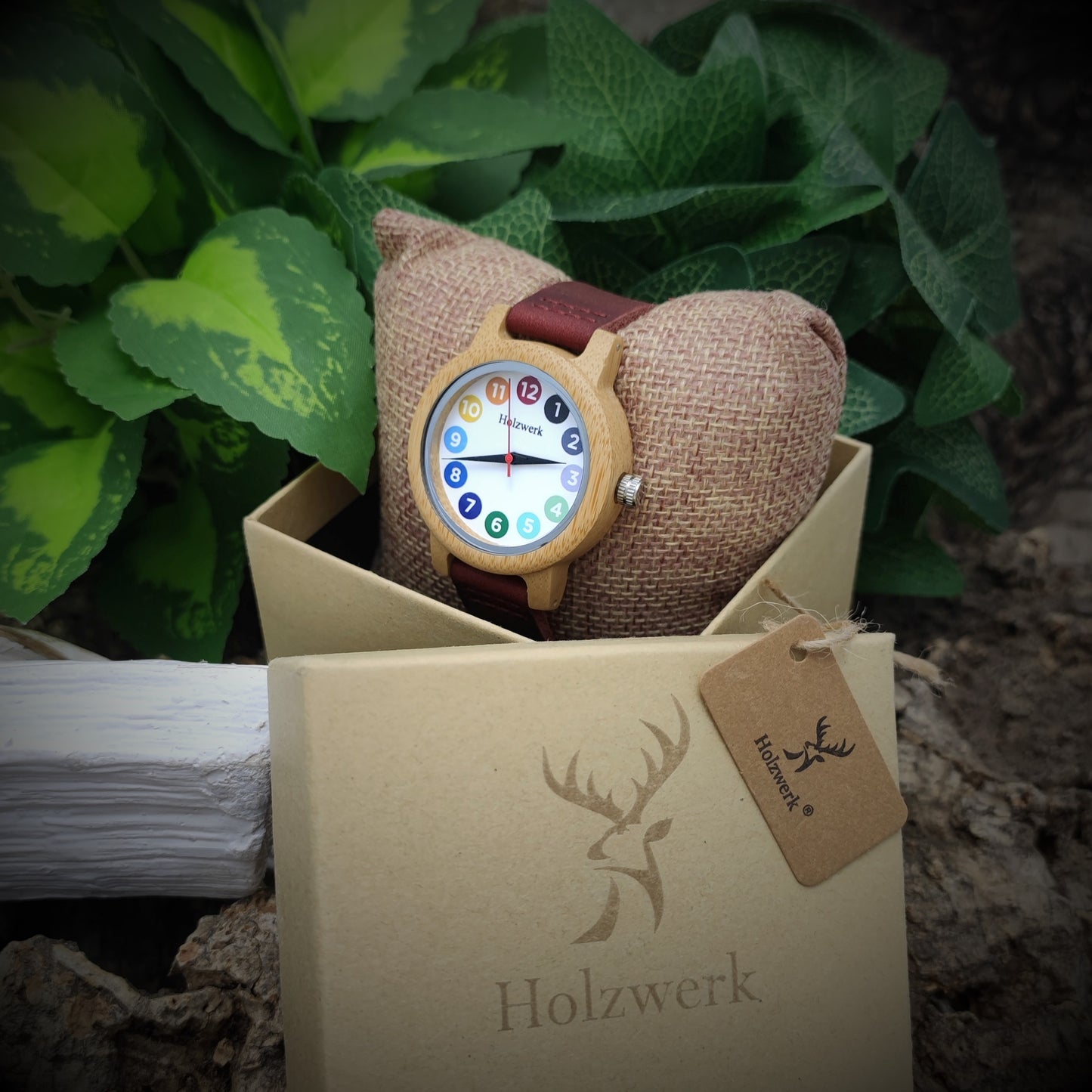 Holzwerk women's watch small colorful women's wooden watch white dark red