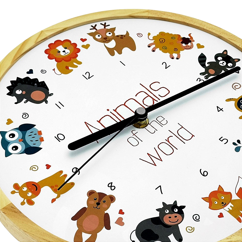 Reloj de pared de carpintería animales zorro león oso búho etc. Reloj de madera para niños