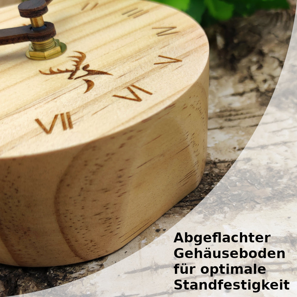 Holzwerk designer retro Holz Tischuhr Beige Rund römische Ziffern - Holzwerk 
