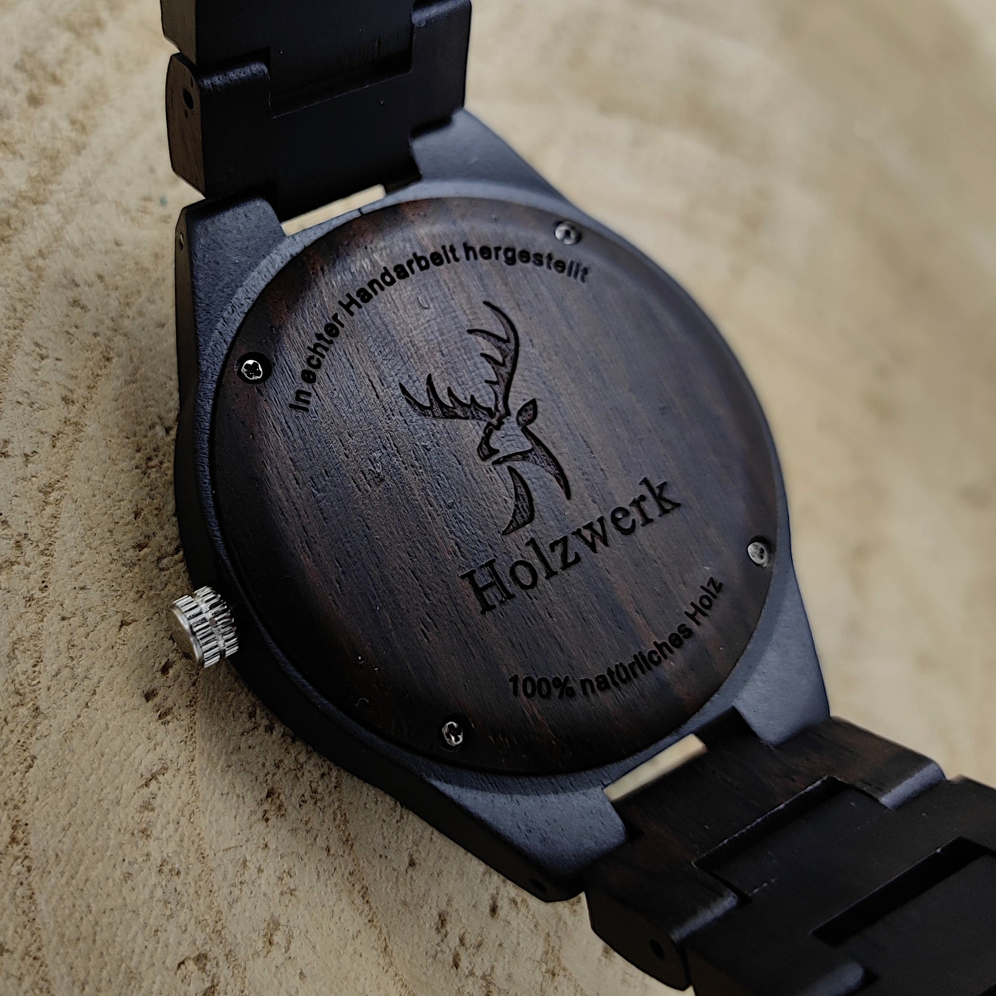 Holzwerk Damen Holzuhr Holz Damenuhr mit Blumen Muster Schwarz Bunt