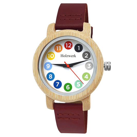 Holzwerk women's watch small colorful women's wooden watch white dark red