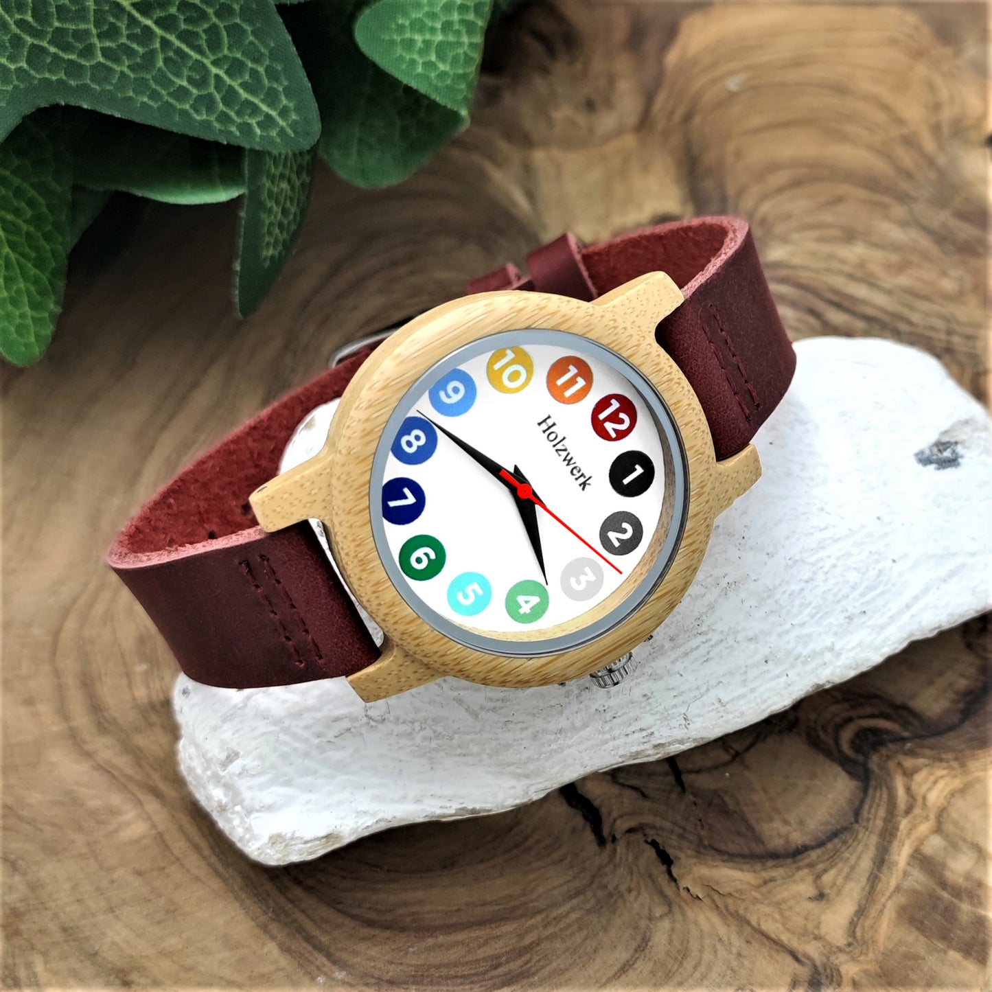 Holzwerk women's watch small colorful women's wooden watch white dark red