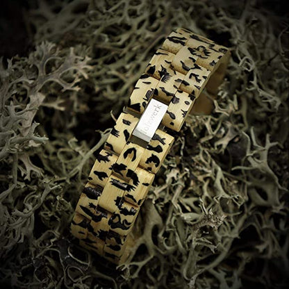 Holzwerk Damen Holzuhr kleine Holz Leopard Armbanduhr Beige Weiß - Holzwerk 