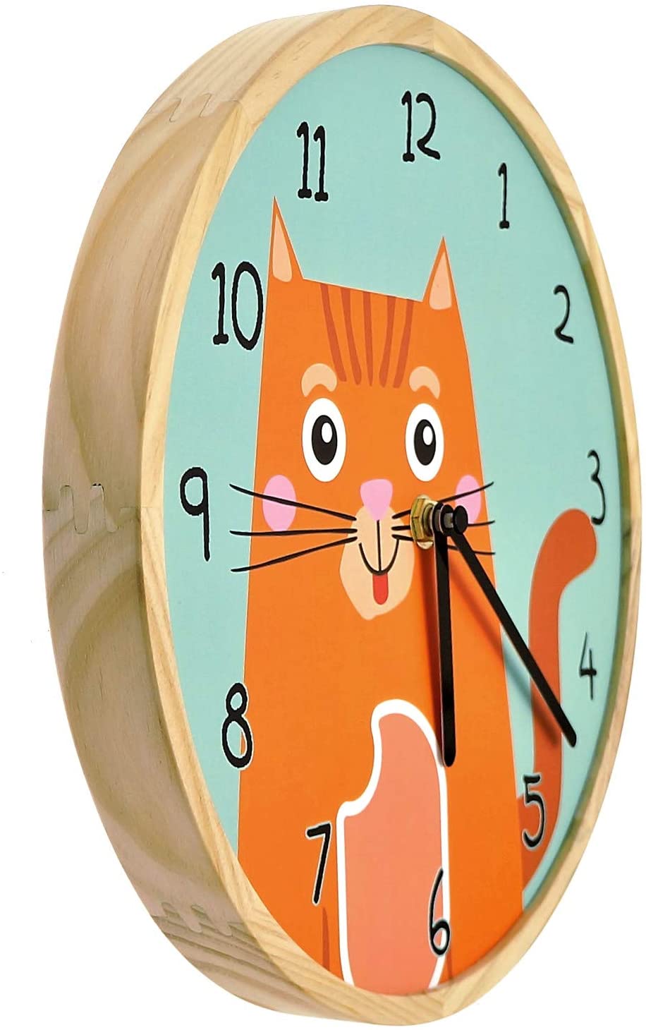 Holzwerk Wanduhr Katze Tiere Holz Kinder Kätzchen Orange Uhr - Holzwerk 